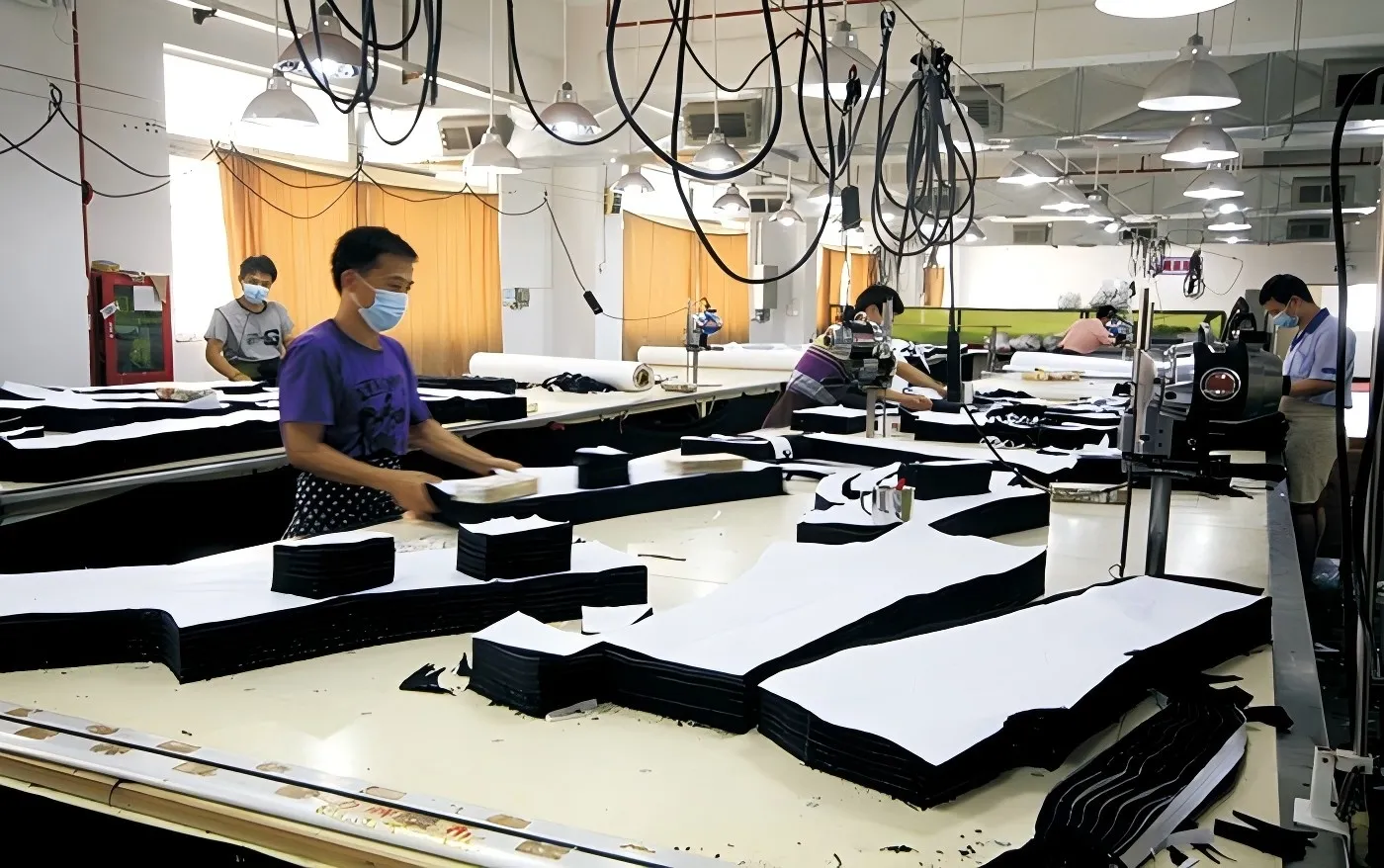 Fabric cutting in the production facility